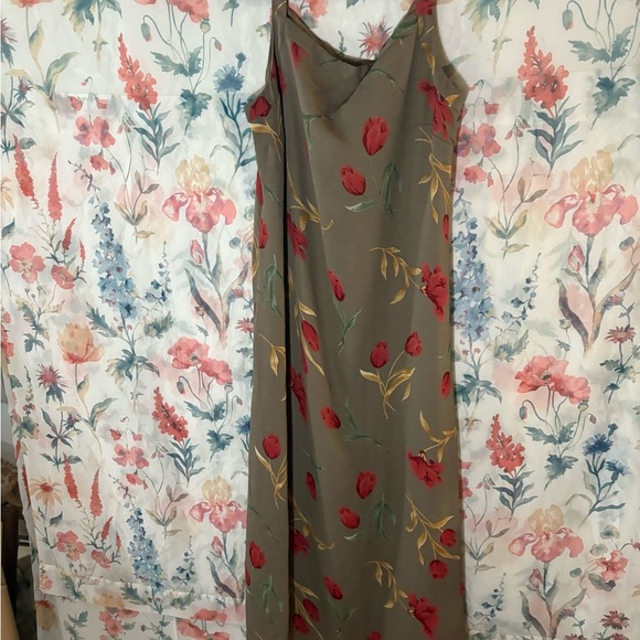 Vintage Maggy London Red Floral Maxi Dress - Picture 2 of 8